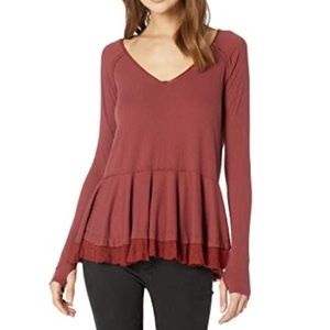 Free People Mauve burgundy tangerine tee